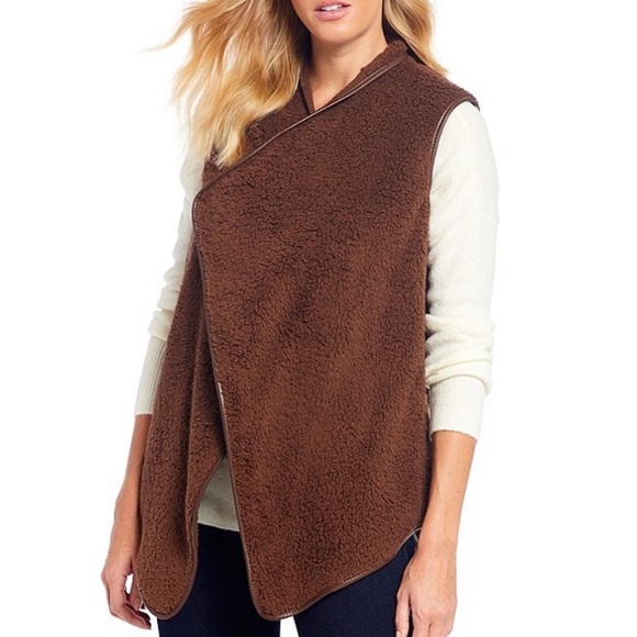 🆕Cremieux Valerie Faux Leather Trim Wubby Vest - Picture 8 of 8